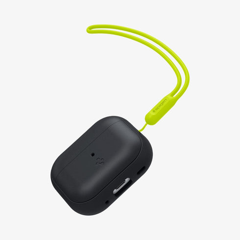 ACS05479 - Apple AirPods Pro 2 Case Silicone Fit + strap in black showing the front and side with strap